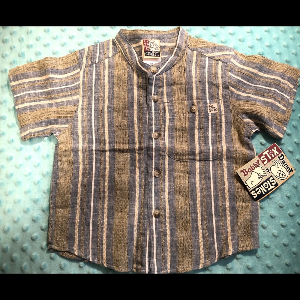 NWT-Bobby stick N Danny Stones-Boys 2T Linen Shirt